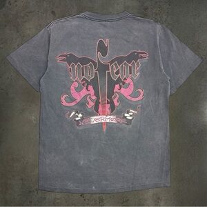 Vintage 90s No Fear Gothic Nevermore Raven Poetry T-Shirt Faded Black